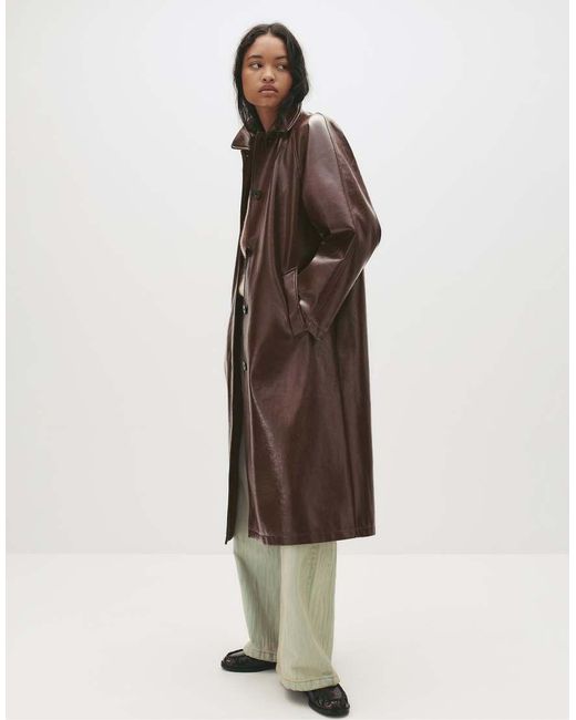 Pull&Bear Red Vinyl Trench Coat