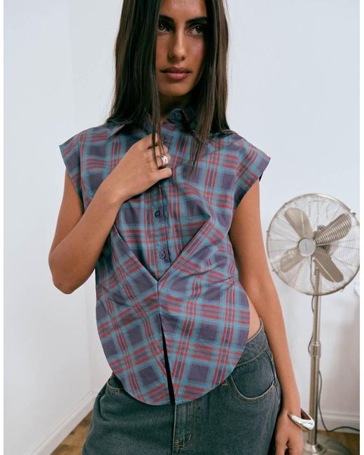 Lioness Gray Exclusive Camden Cap Sleeve Cinched Waist Shirt
