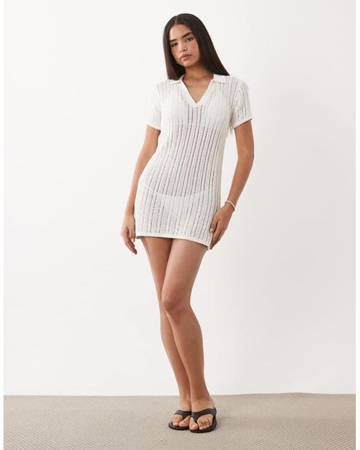 ARKET White Crochet Beach Mini Dress