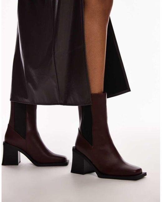 TOPSHOP Black Nisha Block Heeled Chelsea Boots