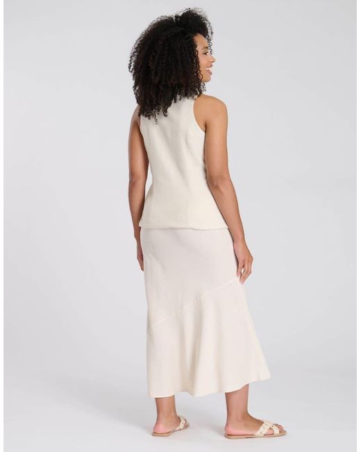 South Beach White Linen Blend Midi Skirt