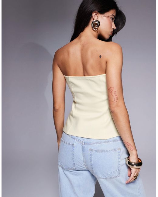 ASOS Yellow Ponte Structured Button Down Corset Top
