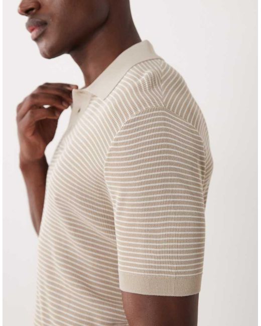 Mango Natural Knit Micro Striped Polo Shirt for men