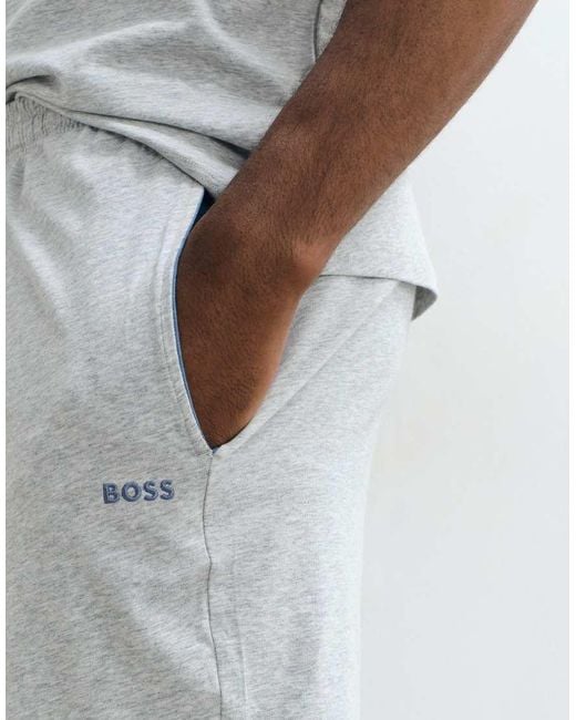 Boss White Co-Ord Shorts With Logo Print for men