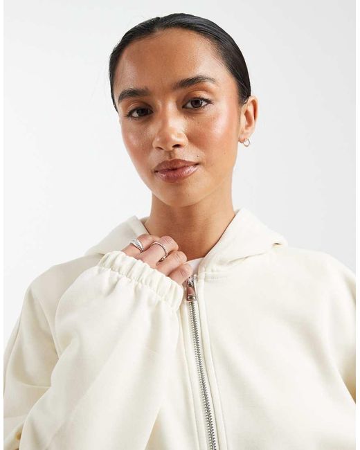 Only Petite White Cropped Hoodie