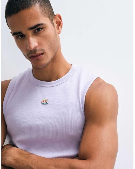 Calvin Klein White Pride Rib Muscle Tank Top for men