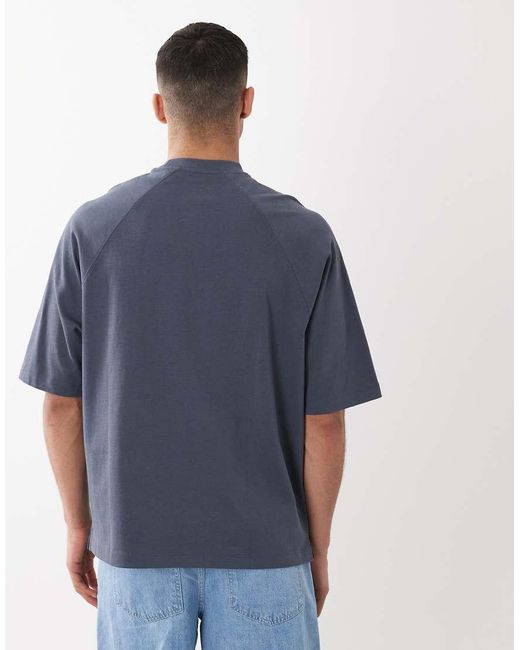 ASOS Blue Circular Design Collection Super Heavyweight Oversized Raglan T-Shirt for men