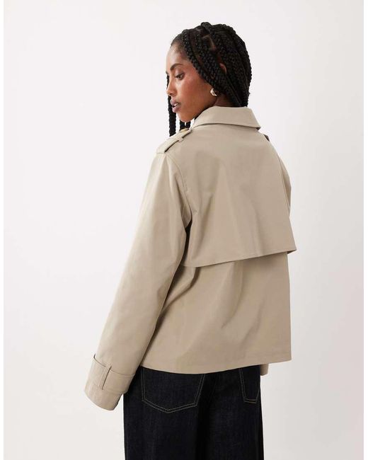 Threadbare Natural Short Trench Coat With Asymmetric Detail