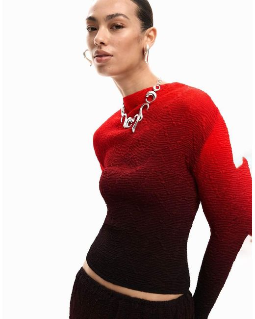 Desigual Red Gradient Blouse