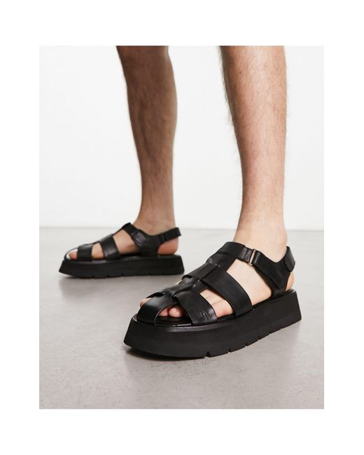 Sandalias cangrejeras negras con suela gruesa ASRA de hombre de color Negro  | Lyst