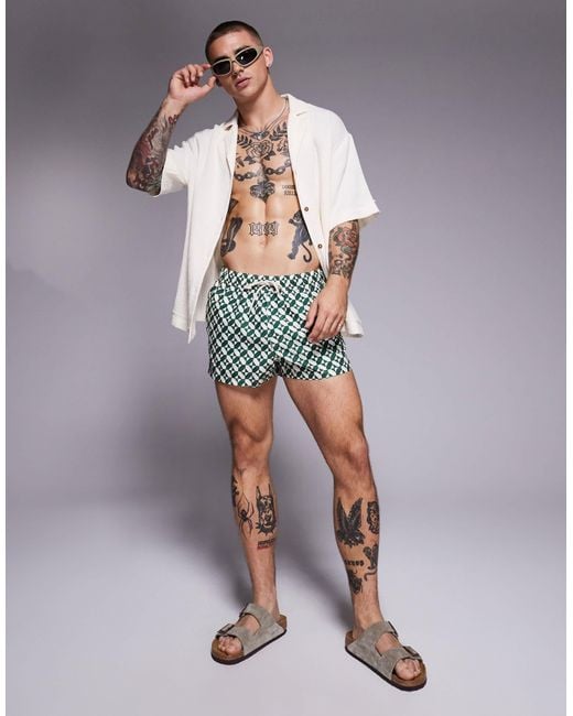 ASOS Green Super Short Length Swim Shorts for men