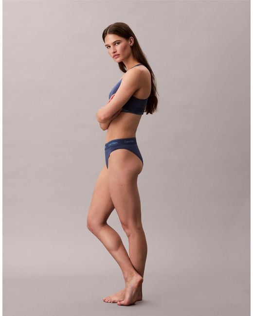 Calvin Klein Blue Icon Cotton Modal Tanga Thong