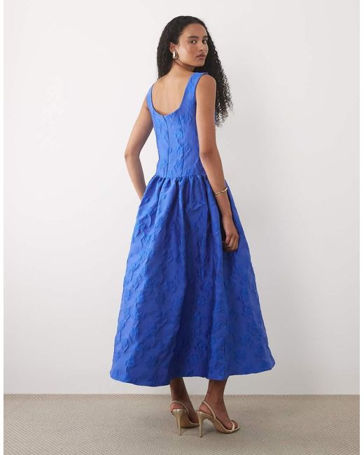 Sister Jane Blue Dream Riviera Boat Neck Sleeveless Maxi Dress With Detachable Brooches
