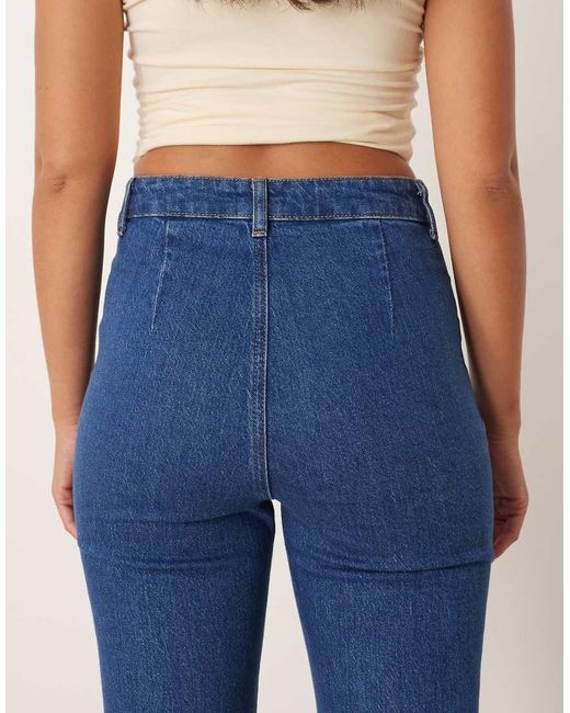 ASOS Blue Super High Waist Flare Jean With Comfort Stretch