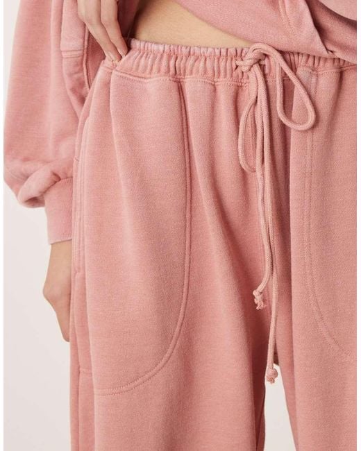 Free People Pink Intimately Fp Slow It Down Cosy Wide Leg Trackies
