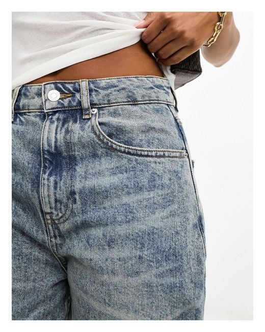 ASOS Blue Asos Design Petite Barrel Leg Jeans