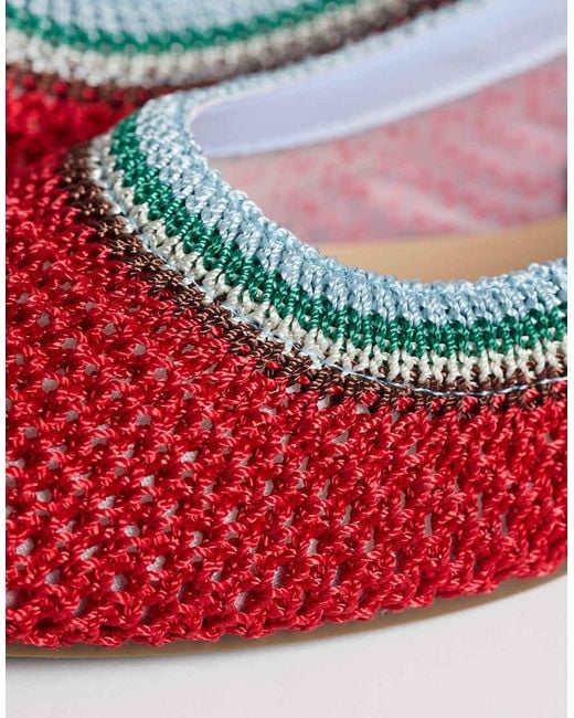 SEQWL Red Woven Lace Up Ballet Flat