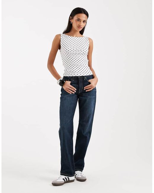 Hollister White Boat Neck Tank Top