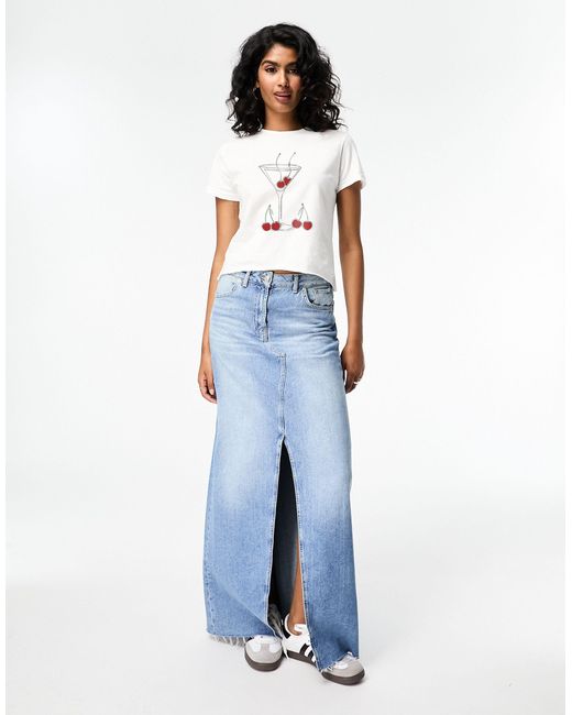 ASOS White Baby Tee With Cherries And Martini Drink Graphic