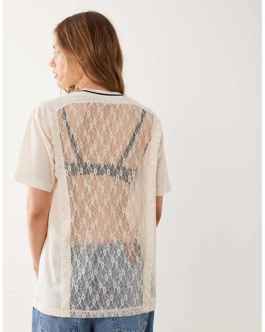 Miss Selfridge Brown Lace Football Jersey