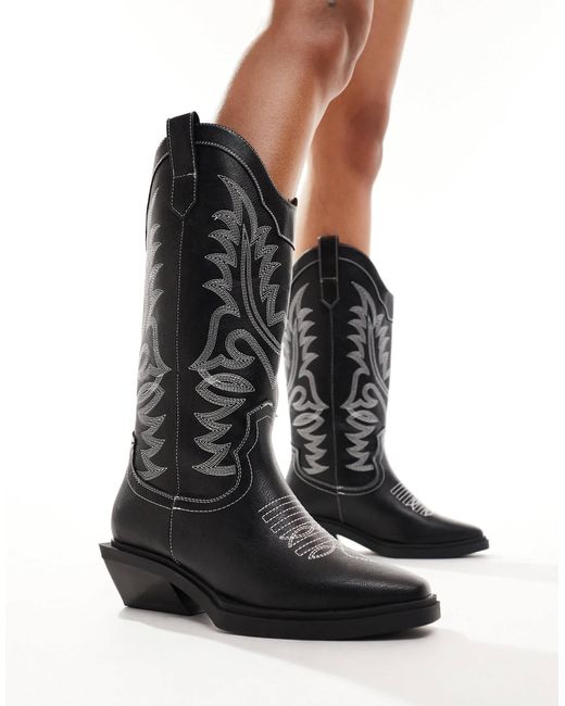 Asos design - pointure large - camden - bottes western plates Asos Design Wide Fit en coloris White