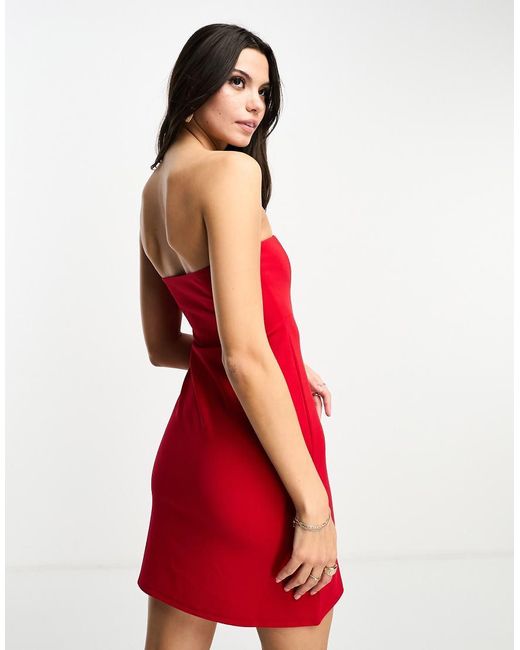 Miss Selfridge Red Bandeau Mini Dress