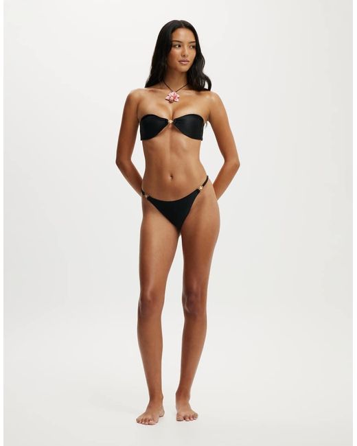 Cotton On Black Strapless Micro Bandeau Bikini Top