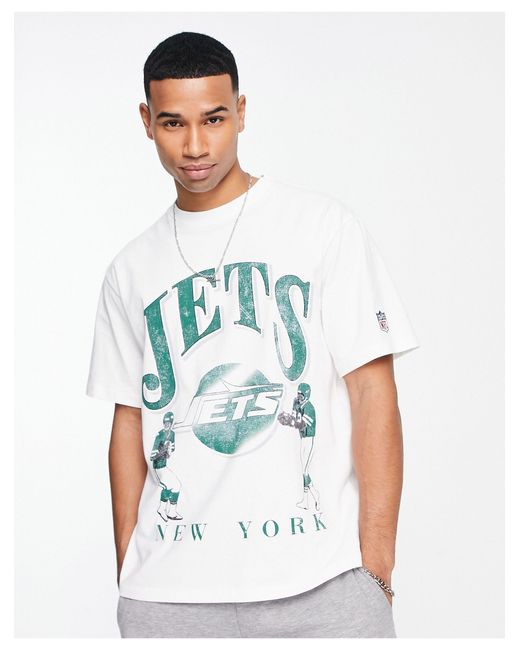 Pull&Bear White Jets Nfl Varsity Printed T-shirt for men