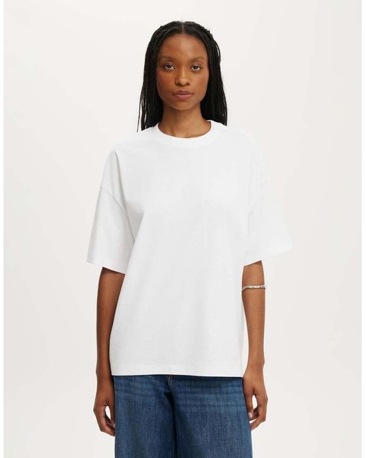 Cotton On White Boxy Short Sleeve Tee