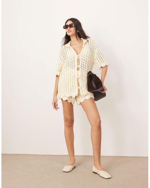ARRANGE Natural Open Knitted Short Co-ord