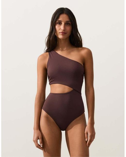 Oysho Red Asymmetric Strap Trikini