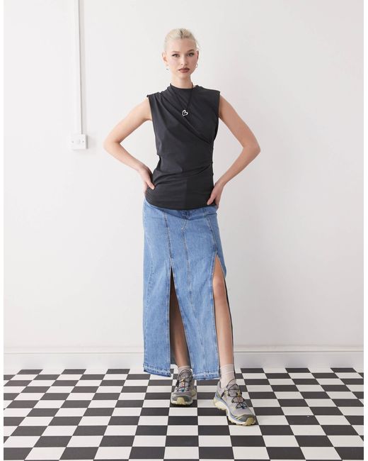 Weekday Blue Drape Top