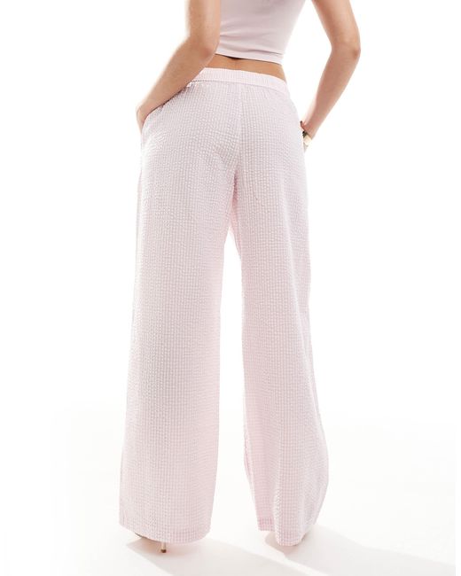 Hollister Pink – weite hose mit vichy-karomuster und niedrigem elastischem bund