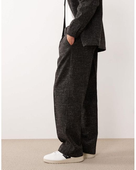 Pantalon ample et habillé d'ensemble en tissu bouclé - anthracite ASOS pour homme en coloris Gray