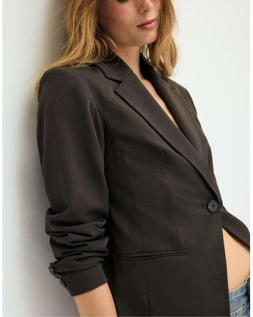 Stradivarius Black Tailored Buttoned Blazer