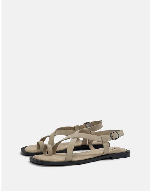 Pull&Bear Multicolor Flat Strappy Leather Sandals