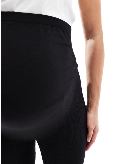 ASOS 4505 Black Maternity – icon – nahtlose, gerippte sport-leggings