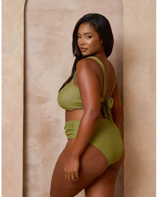 Moda Minx Curve Brown X Alessa Tyrrell-charles Glitter Wrap Bikini Bottoms