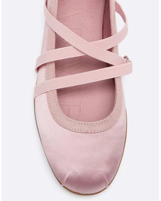 Stradivarius Pink Satin Sneaker Pumps With Crossover Straps