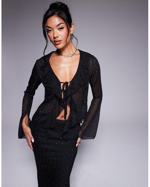 New Look Black Co-ord Embellished Chiffon Blouse