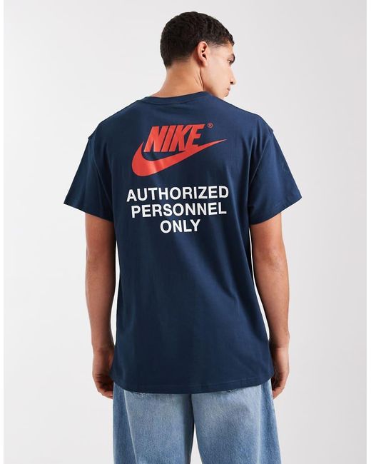 Nike Blue Swoosh Graphic Back Print T-Shirt for men