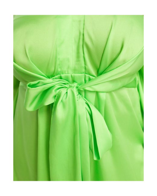 River Island Green Tie Front Satin Dress