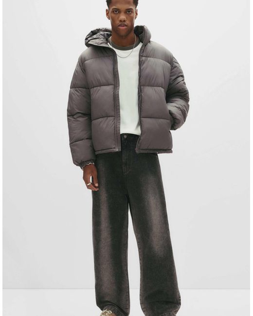 Doudoune à capuche Pull&Bear pour homme en coloris Gray