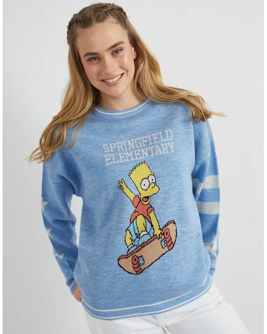 Skinnydip London Blue London The Simpsons Bart & Lisa Varsity Knitted Jumper