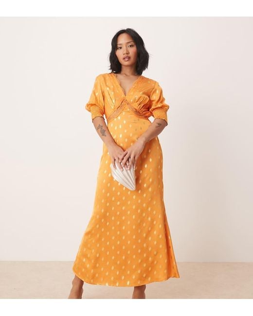 Never Fully Dressed Orange Petite May Gold Fleck Maxi Dress