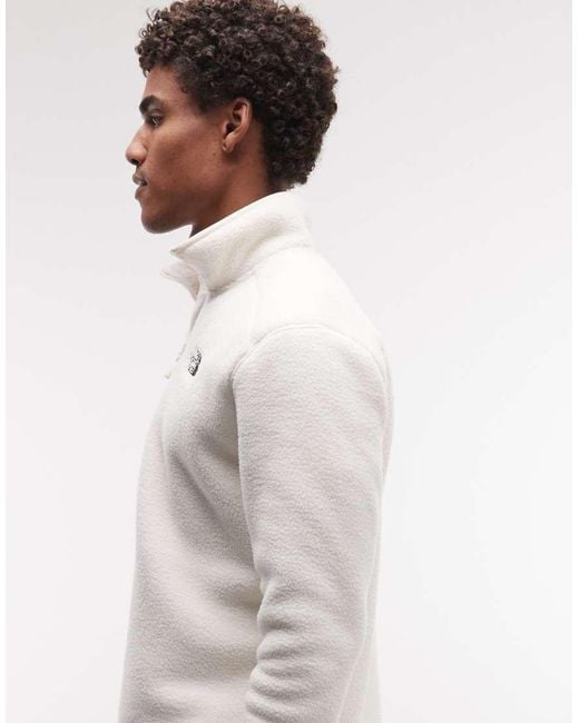 The North Face White Shispare 1/4 Zip Logo Fleece for men