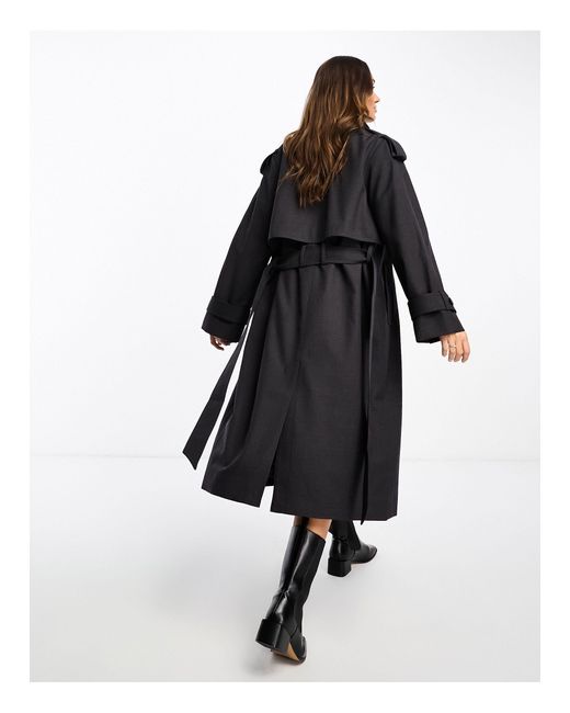 & Other Stories Black – trenchcoat aus wollmix