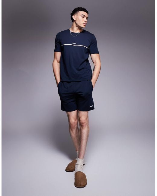 Boss Blue Unique Stripe Logo T-shirt Regular Fit for men