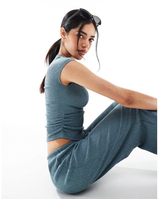 Pull&Bear Blue – strukturiertes oberteil