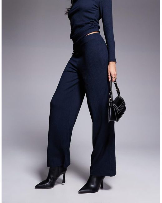 River Island Losse Broek Met Wijde Pijpen En Textuur in het Blue